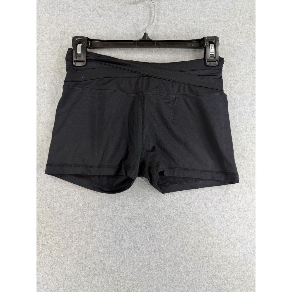 Luxy Women’s Size 6 Black Crossover Waist Yoga Workout Shorts 3593